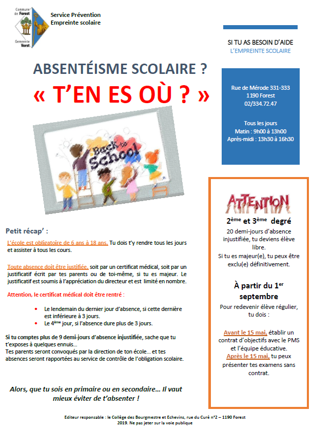 Absentéisme scolaire affiche